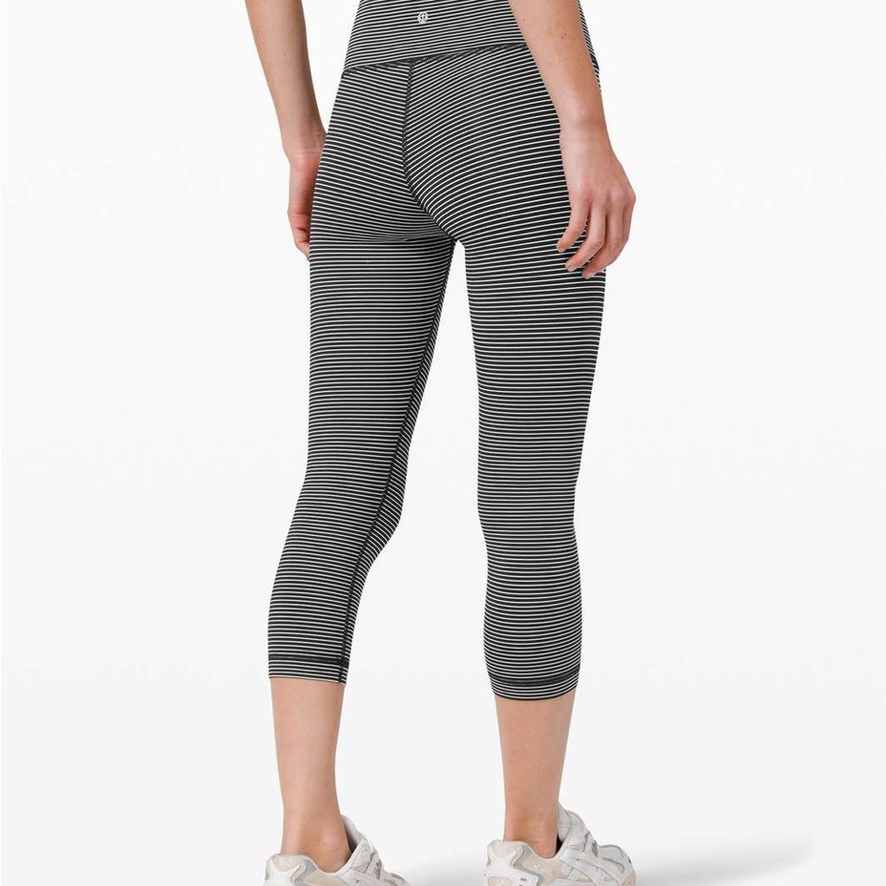 Lululemon Black and White Striped Leggings